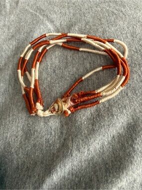 Handcrafted Orange and Cream Wrapped Cord Bracelet